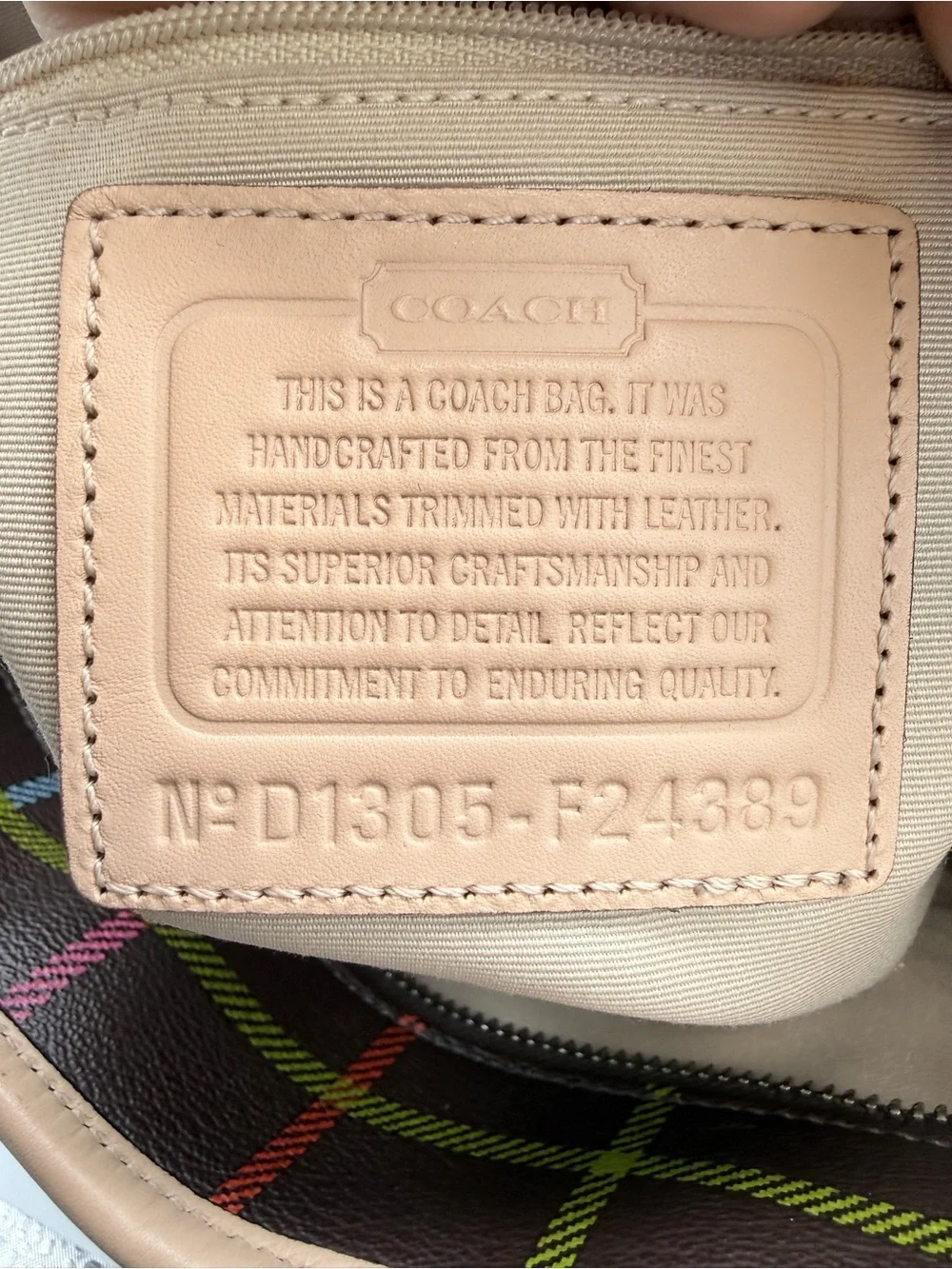 Coach Peyton Tattersall Multicolor Plaid Tote F24389